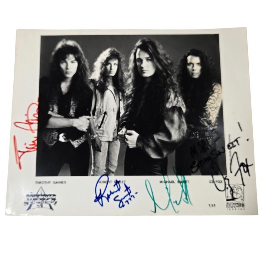 VINTAGE Stryper Signed‎ Autographed 8x10 Promo Photo 1991 Hollywood Records